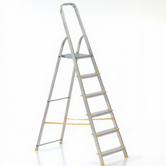 Festőlétra, ALVE Eurostyl 1916, 6 fokos, 119 cm, ezüst, alumínium, összecsukható, egyoldalas