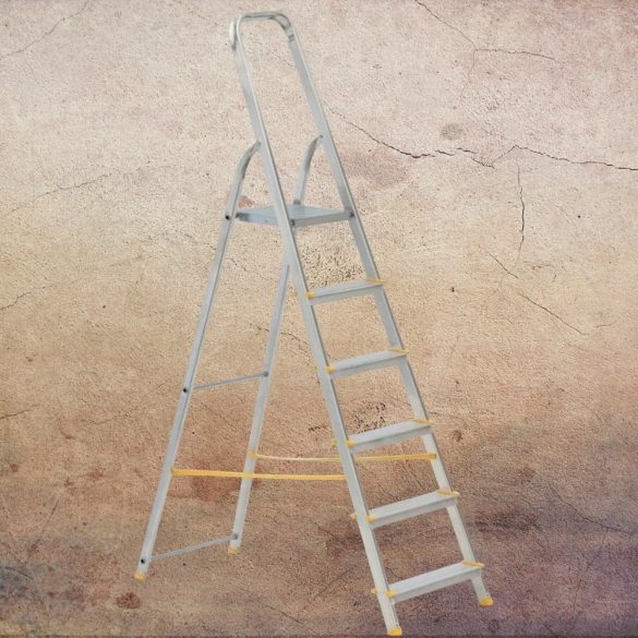 Festőlétra, ALVE Eurostyl 1916, 6 fokos, 119 cm, ezüst, alumínium, összecsukható, egyoldalas