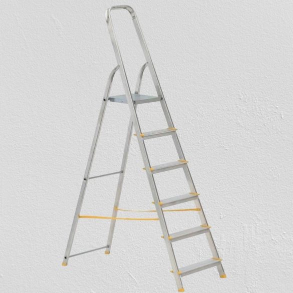 Festőlétra, ALVE Eurostyl 1916, 6 fokos, 119 cm, ezüst, alumínium, összecsukható, egyoldalas