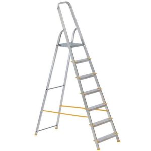 Festőlétra, ALVE Eurostyl 1917, 7 fokos, 141 cm, ezüst, alumínium, összecsukható, egyoldalas