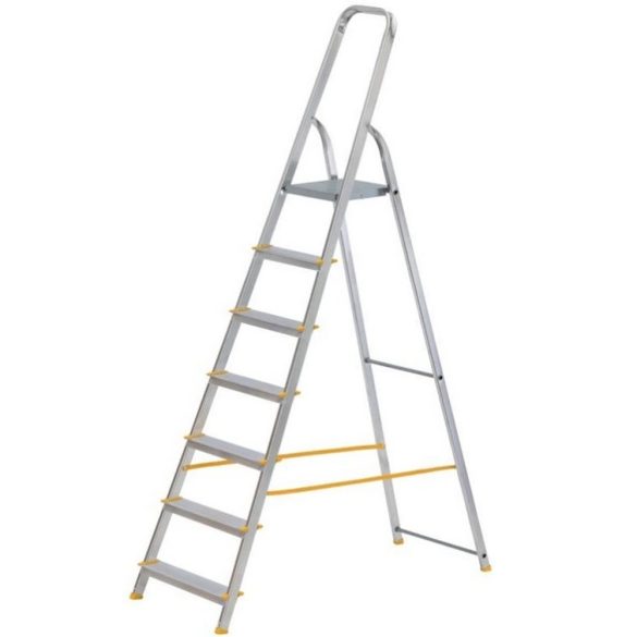 Festőlétra, ALVE Eurostyl 1917, 7 fokos, 141 cm, ezüst, alumínium, összecsukható, egyoldalas