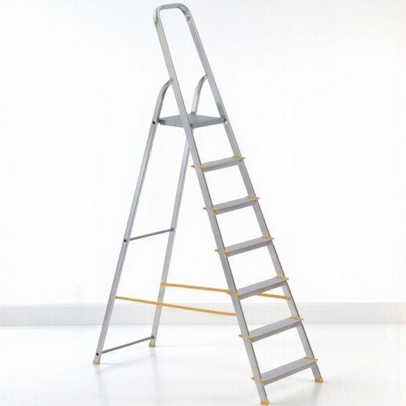 Festőlétra, ALVE Eurostyl 1917, 7 fokos, 141 cm, ezüst, alumínium, összecsukható, egyoldalas