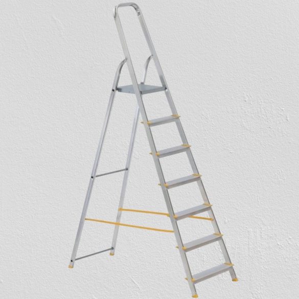 Festőlétra, ALVE Eurostyl 1917, 7 fokos, 141 cm, ezüst, alumínium, összecsukható, egyoldalas