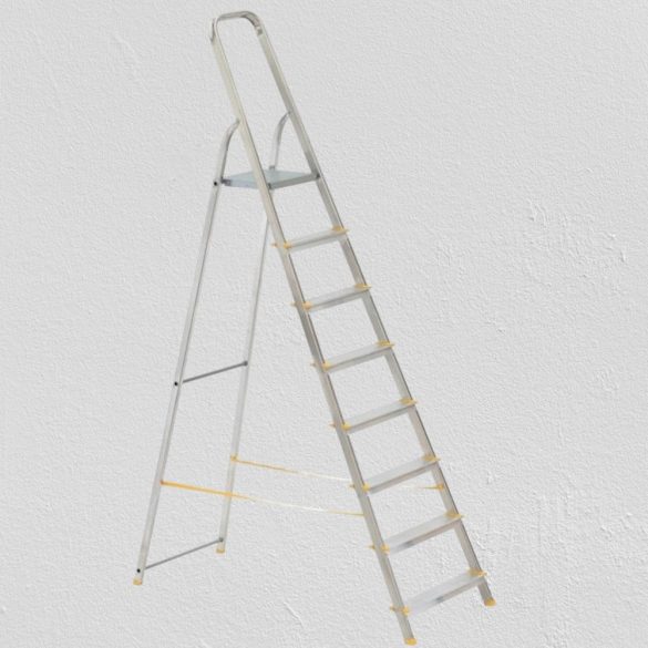 Festőlétra, ALVE Eurostyl 1918, 162 cm, 162 cm, ezüst, alumínium, összecsukható, egyoldalas