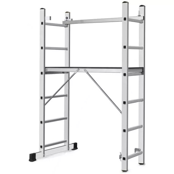 Állvány, Strend Pro Ard Home, platformmal, alumínium, 2 x 6 fokos, 3 az 1-ben, EN 131 szabvány, maximum 150 kg