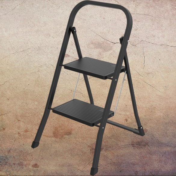 Fellépő, Strend Pro MINIFERO, 46cm, fekete, acél, 2 fokos, csúszásmentes, kapaszkodós