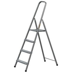   Festőlétra, Strend Pro ST-D4, 4 fokos, acél, 75 cm, szürke, összecsukható stabil kivitel