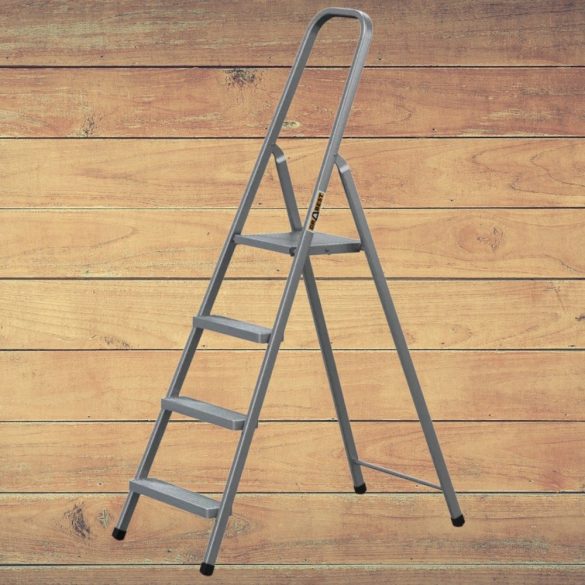 Festőlétra, Strend Pro ST-D4, 4 fokos, acél, 75 cm, szürke, összecsukható stabil kivitel