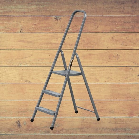 Festőlétra, Strend Pro ST-D3, 3 fokos, acél, 57 cm, szürke, összecsukható stabil kivitel