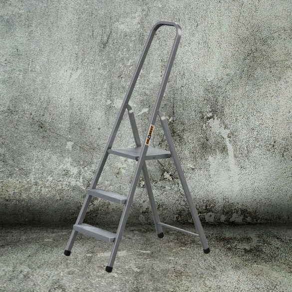 Festőlétra, Strend Pro ST-D3, 3 fokos, acél, 57 cm, szürke, összecsukható stabil kivitel