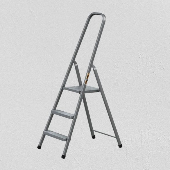 Festőlétra, Strend Pro ST-D3, 3 fokos, acél, 57 cm, szürke, összecsukható stabil kivitel