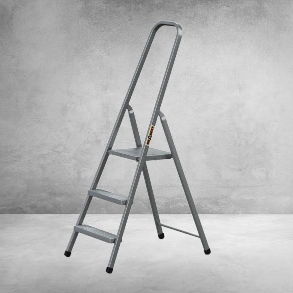 Festőlétra, Strend Pro ST-D3, 3 fokos, acél, 57 cm, szürke, összecsukható stabil kivitel