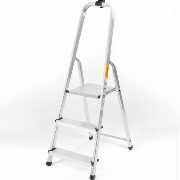 Festőlétra, StrendPro D3, 3 fokos, alumínium, 54 cm, ezüst, összecsukható, csúszásmentes kivitel