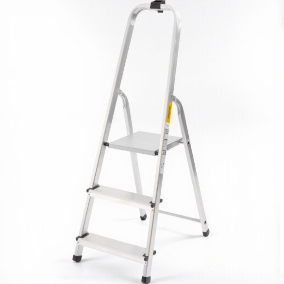 Festőlétra, StrendPro D3, 3 fokos, alumínium, 54 cm, ezüst, összecsukható, csúszásmentes kivitel