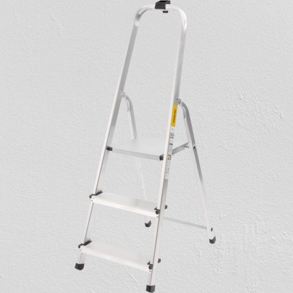 Festőlétra, StrendPro D3, 3 fokos, alumínium, 54 cm, ezüst, összecsukható, csúszásmentes kivitel