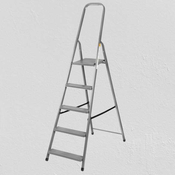 Festőlétra, Strend Pro ST-D5, 5 fokos, acél, 100 cm, szürke, összecsukható stabil kivitel