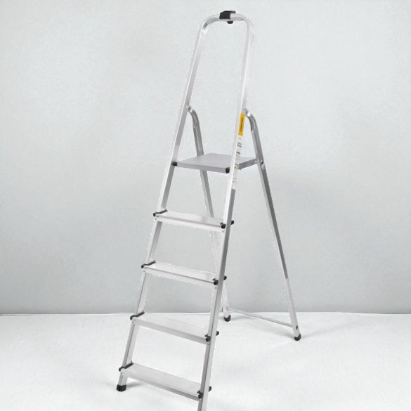 Festőlétra, StrendPro D5, 5 fokos, alumínium, 97 cm, ezüst, összecsukható, csúszásmentes kivitel