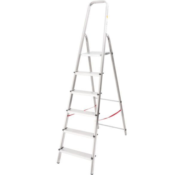 Festőlétra, StrendPro D6, 6 fokos, alumínium, 119 cm, ezüst, összecsukható, csúszásmentes kivitel