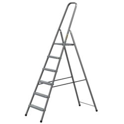   Festőlétra, Strend Pro ST-D6, 6 fokos, acél, 120 cm, szürke, összecsukható stabil kivitel