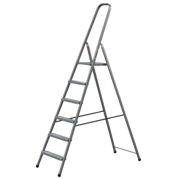 Festőlétra, Strend Pro ST-D6, 6 fokos, acél, 120 cm, szürke, összecsukható stabil kivitel