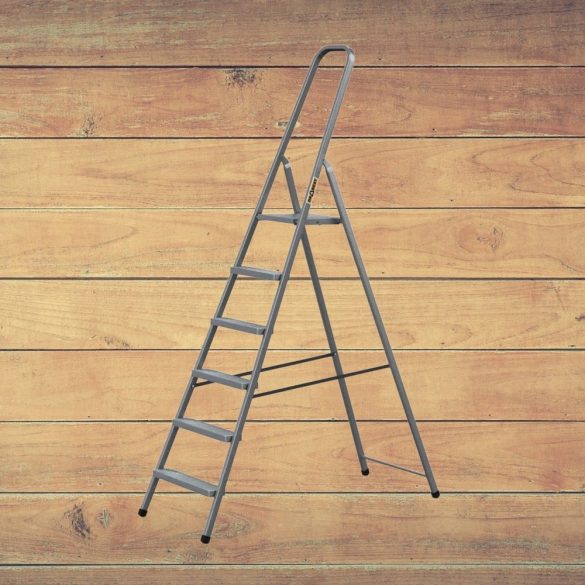 Festőlétra, Strend Pro ST-D6, 6 fokos, acél, 120 cm, szürke, összecsukható stabil kivitel