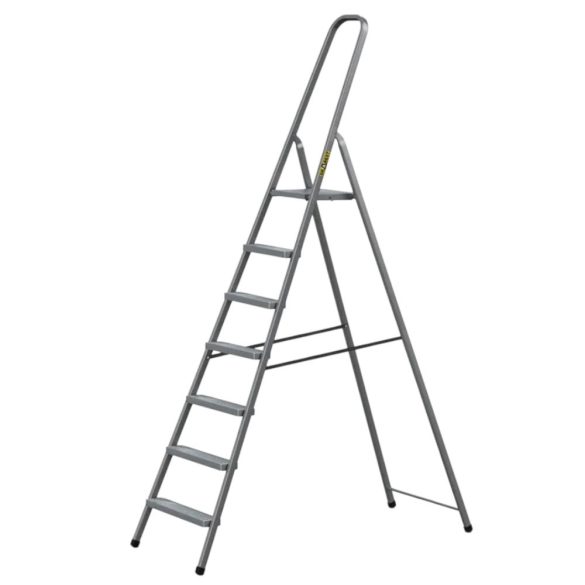 Festőlétra, Strend Pro ST-D7, 7 fokos, acél, 146 cm, szürke, összecsukható stabil kivitel