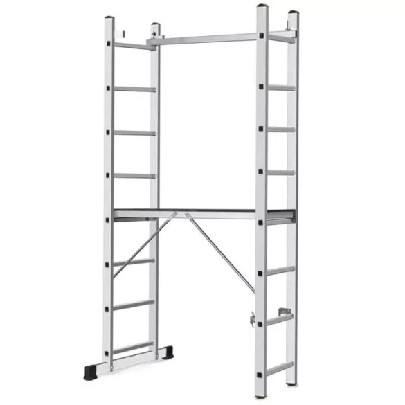Állvány, Strend Pro Ard Home, platformmal, alumínium, 2 x 8 fokos, 3 az 1-ben, EN 131 szabvány, maximum 150 kg