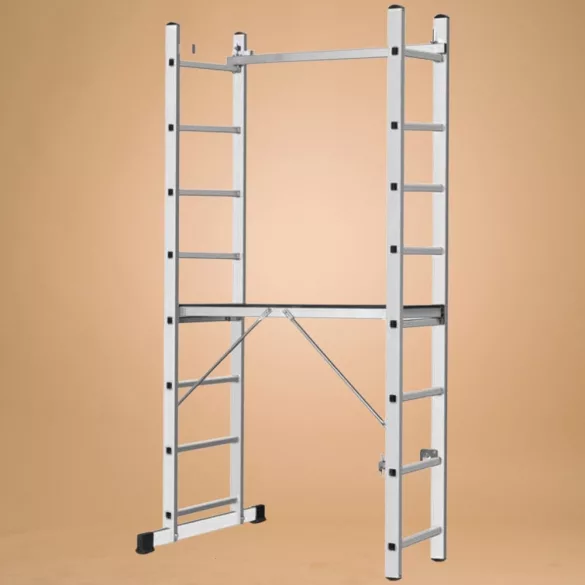 Állvány, Strend Pro Ard Home, platformmal, alumínium, 2 x 8 fokos, 3 az 1-ben, EN 131 szabvány, maximum 150 kg