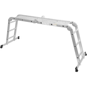 Multifunkciós létra, Strend Pro ML103, 4x3 fokos, 460 cm, ezüst, alumínium, többcélú, önzáró csuklós, stabilizátoros