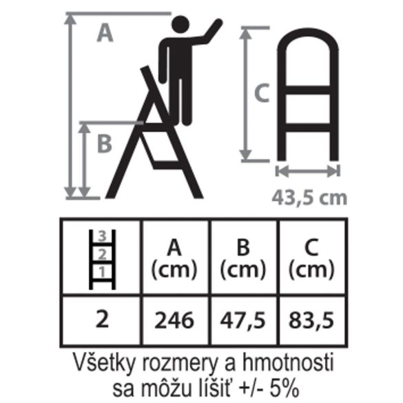 Strend Pro LFD080 acél fellépő - 2 fokos