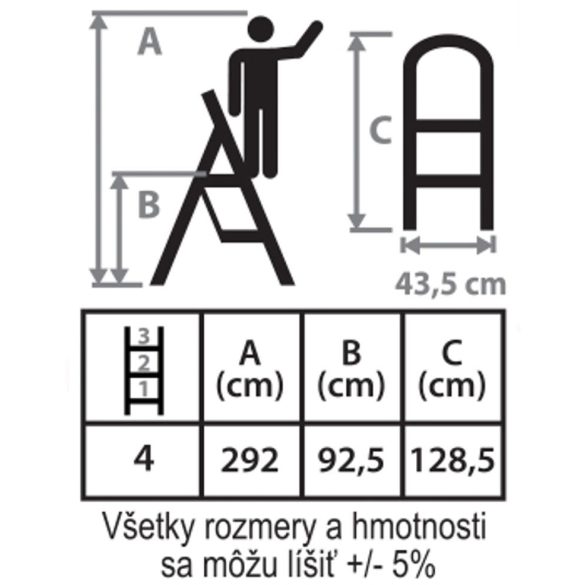 Strend Pro LFD114 4 fokos acél létra - 92cm