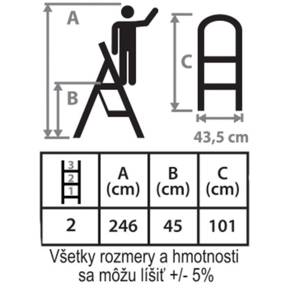 Strend Pro LFT105 acél fellépő - 2 fokos