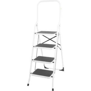 Festőlétra, Strend Pro LFT160, 4 fokos, 92 cm, fehér, acél, csúszásgátlós, összecsukható