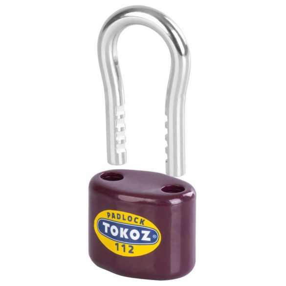 Lakat, Tokoz 112/50, 50 mm, bordó, függőzár kivitel, 3 db kulccsal, időjárásálló, kültéri használatra
