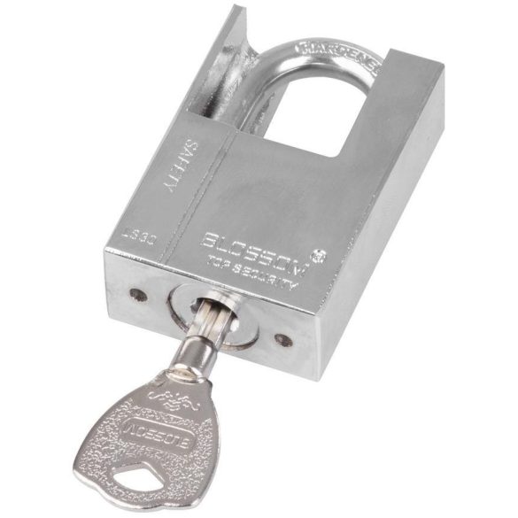 Lakat, Blossom LS0340, 40 mm, ezüst, magas biztonságú zárszerkezet, függőzár kivitel, kapukhoz, ajtókhoz és szekrényekhez