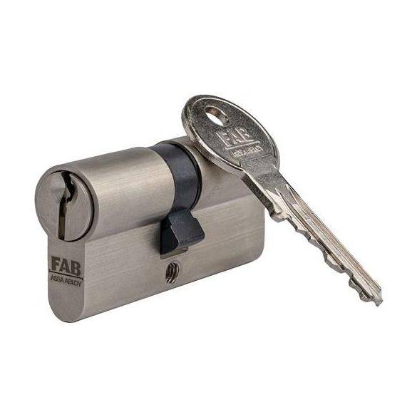 Cilinderbetét, FAB Home 2.00**/DNs, 45/45 mm (összesen 90 mm), szatén nikkel, 3 db kulccsal, 6 pontos reteszelés, sárgaréz, FP2 technológia