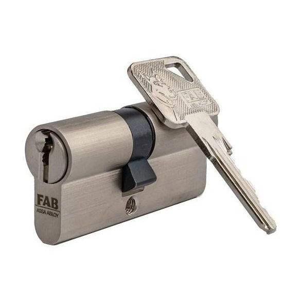 Cilinderbetét, FAB Home 3.00***/BDNs, 30/40 mm (összesen 70 mm), szatén nikkel, 5 db kulccsal, fúrásvédelemmel, paracentrikus profil, sárgaréz