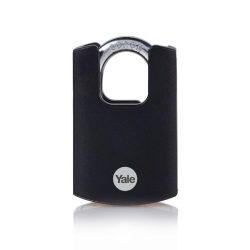  Lakat, Yale Y121B/40/125/1, 46 mm, fekete, fokozott biztonságú, dupla reteszelésű, sárgaréz test műanyag borítással, kültéri, 3 db kulccsal