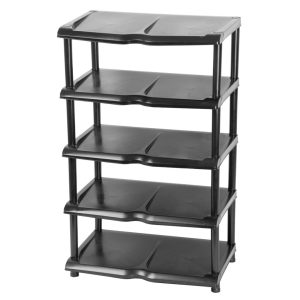 Strend Pro 5 polcos műanyag cipőtároló - fekete, 48x30,5x86cm