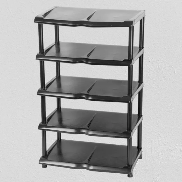 Strend Pro 5 polcos műanyag cipőtároló, fekete, 48 x 30,5 x 86 cm