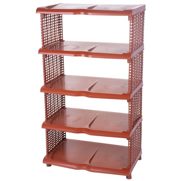 Strend Pro 5 polcos műanyag cipőtároló - rattan, 48x30,5x86cm