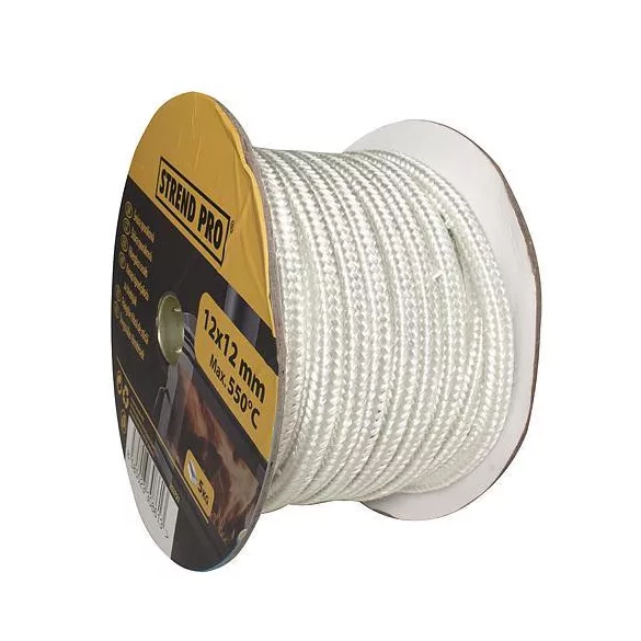 Kályhaajtó tömítőzsinór, Strend Pro, 105 m, 0,6 × 0,6 cm, 5 kg, dobon, fehér, kandallóhoz és kályhához