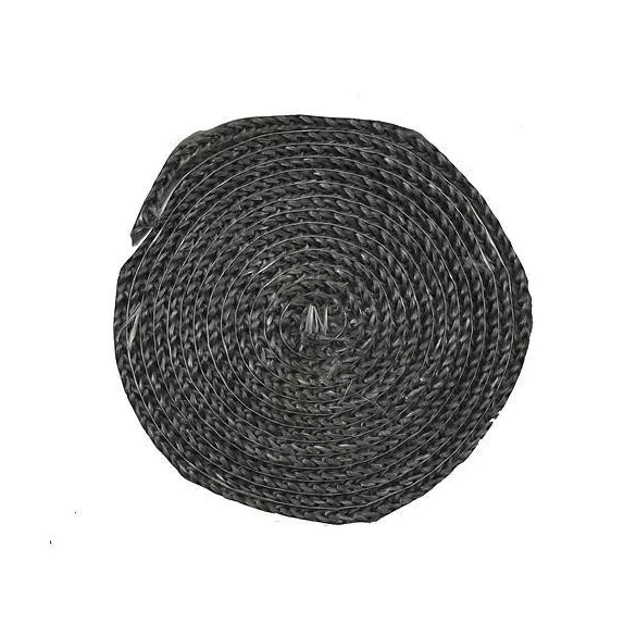 Kályhaajtó tömítőzsinór, Strend Pro, 250 cm, 1 x 1 cm, grafit, lapos, üvegajtóhoz, kandallóhoz és kályhához
