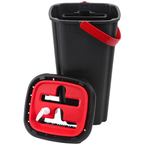 Felmosó szett, MagicHome QuickShine, 8 l, lapos, 360°-ban forgó fej, facsaró vödörrel, nedves és száraz tisztításhoz, 2 db mopfej