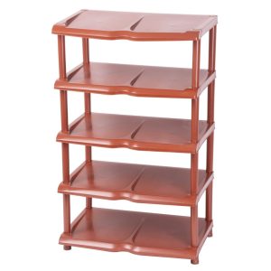 Strend Pro 5 polcos műanyag cipőtároló - barna, 48x30,5x86cm