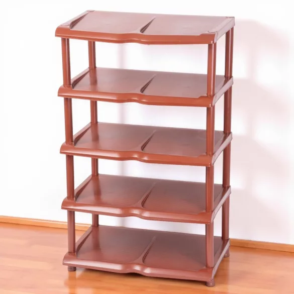 Strend Pro 5 polcos műanyag cipőtároló, barna, 48 x 30,5 x 86 cm
