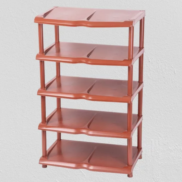 Strend Pro 5 polcos műanyag cipőtároló, barna, 48 x 30,5 x 86 cm
