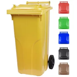   Műanyag hulladéktároló, szelektív kültéri kuka, Extra erős, UV-álló, kerékkel, nyitható tetővel - 120 l fehér