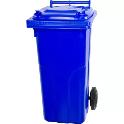   Műanyag hulladéktároló, szelektív kültéri kuka, Extra erős, UV-álló, kerékkel, nyitható tetővel - 120 l kék