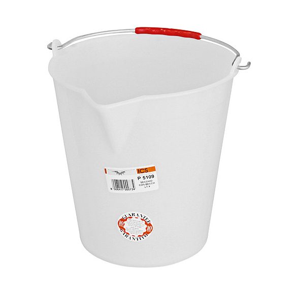 Festővödör, Ics, 14 l, fehér, PVC, 27,5 cm átmérő, 30 cm magas, 22 cm alsó átmérő